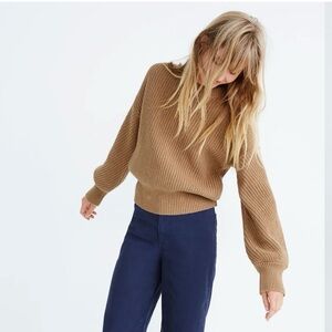 Madewell Cropped Ribbed Sweater | Camel Brown